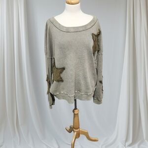 Easel Olive Star Patch Sweatshirt